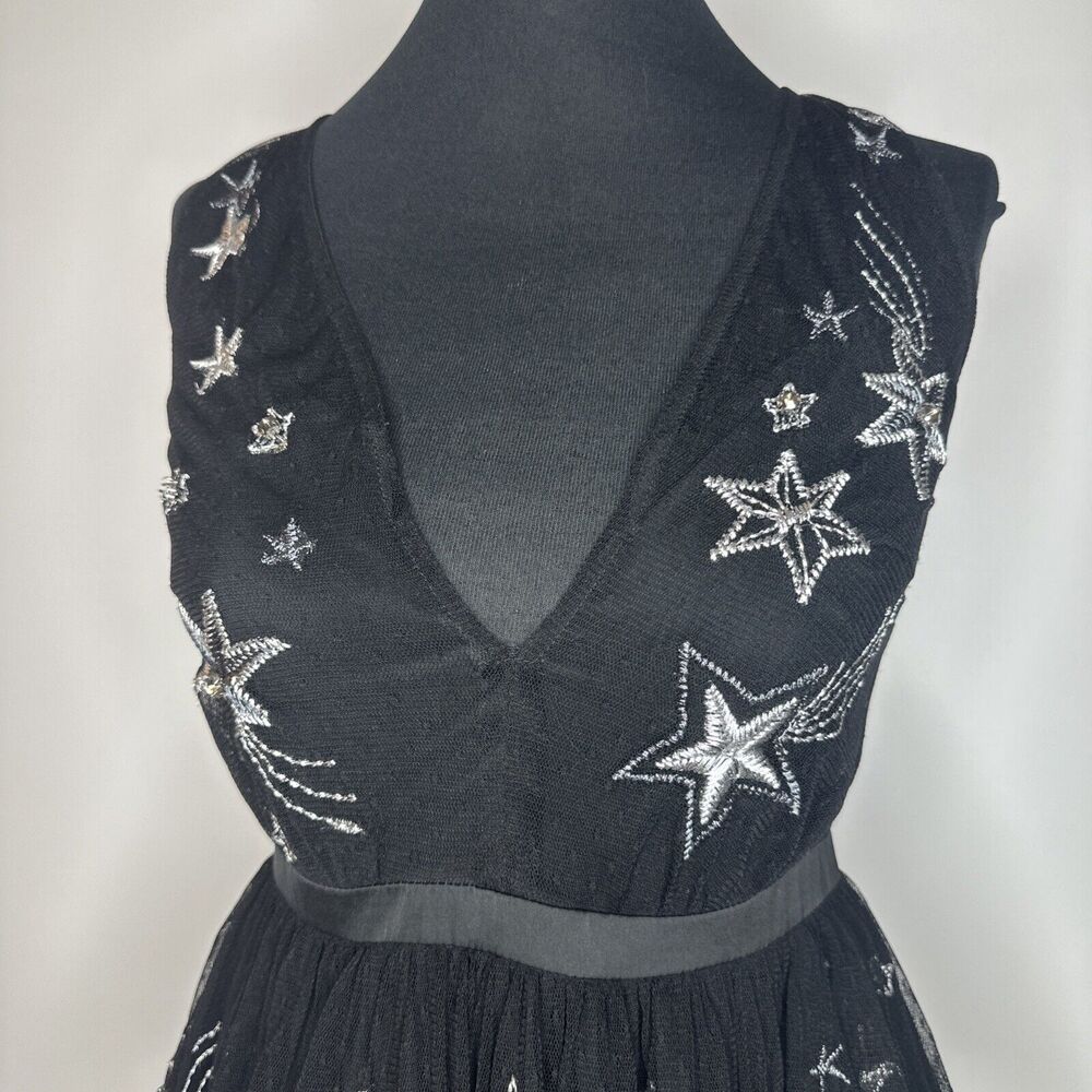 Vintage Express Embroidered Star Black Peplum VNeck Sheer Tank Rhinestones Sz 4 - Picture 6 of 13